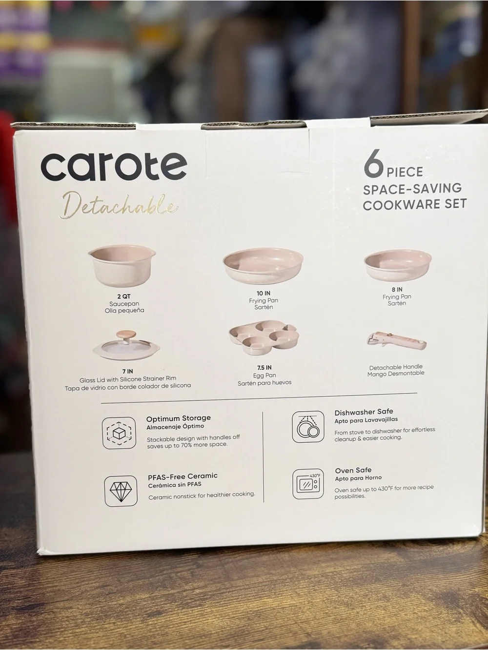 Detachable Premium Ceramic 6-Piece Space-Saving Cookware Set - Cream